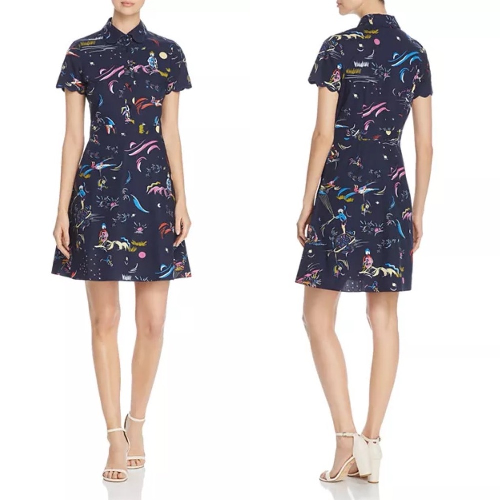 Tory Burch Navy Multicolor Printed Polo Mini Dress